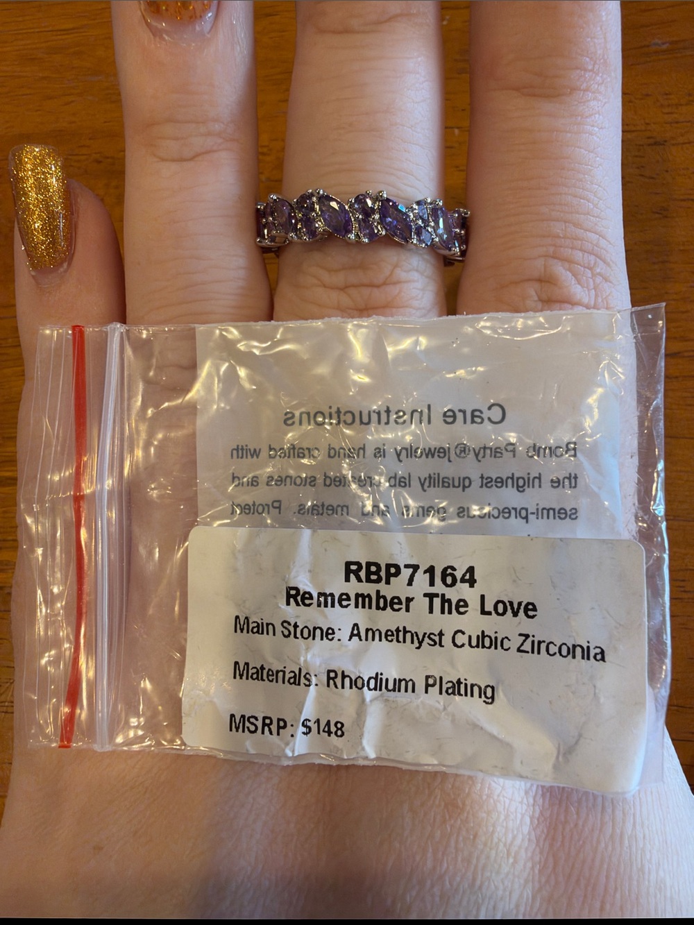 Remember The Love Amethyst CZ Ring - Purple Rhodium Band